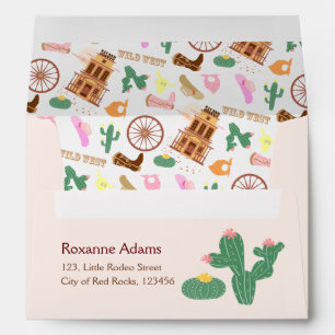 Enveloppe Wild West avec Cactus Motif Anniversaire de enfant