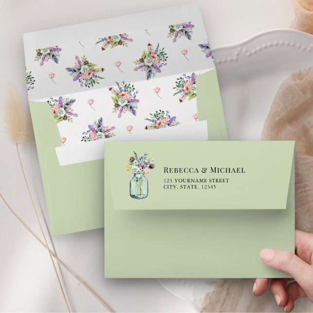 Enveloppe Wildflower Mason Jar Wedding (Créateur téléchargé)