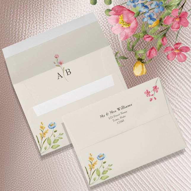 Enveloppe Wildflower Monogram Wedding (Créateur téléchargé)