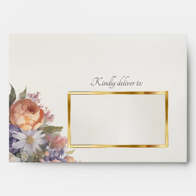 Enveloppe Wildflowers & Leaf Monogram - Ivory (Devant)