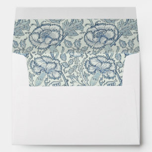 Enveloppe William Morris Beau motif floral, bleu, rose