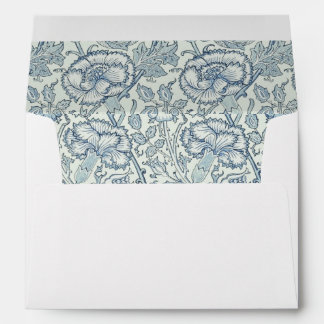 Enveloppe William Morris Beau motif floral, bleu, rose