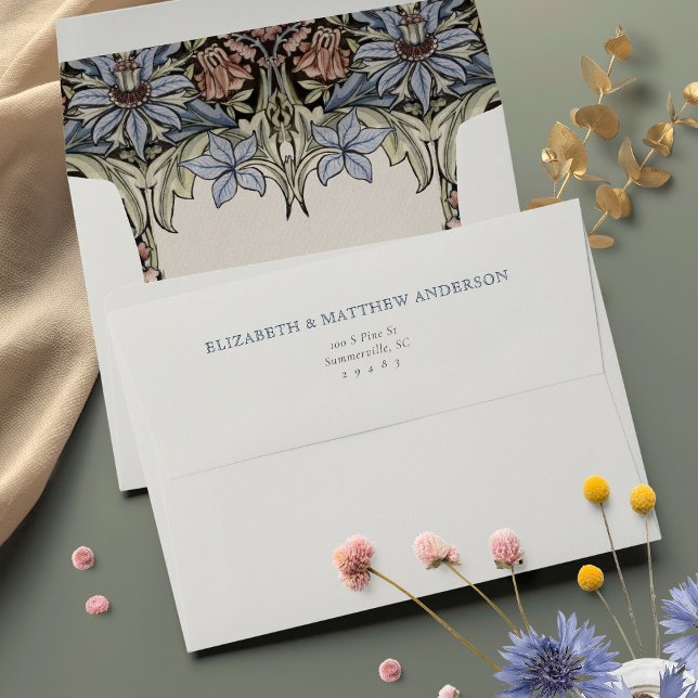 Enveloppe William Morris Columbines Floral Art Nouveau (Créateur téléchargé)