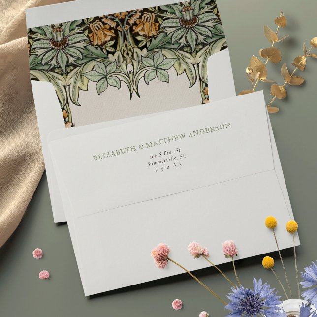 Enveloppe William Morris Columbines Floral Art Nouveau (Créateur téléchargé)