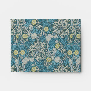 Enveloppe William Morris, motif Art nouveau, algues, bleu, f