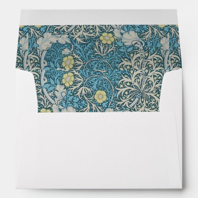 Enveloppe William Morris, motif Art nouveau, algues, bleu, f (Dos (Bas))