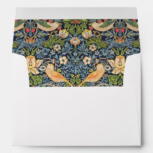 Enveloppe William Morris Strawberry Thief Motif floral (Dos (Bas))