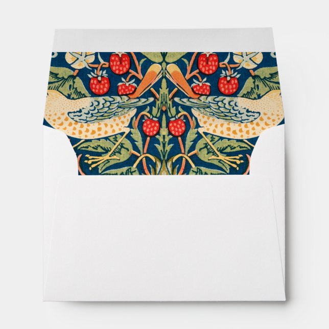 Enveloppe William Morris Strawberry Thief Motif floral (Dos (Bas))