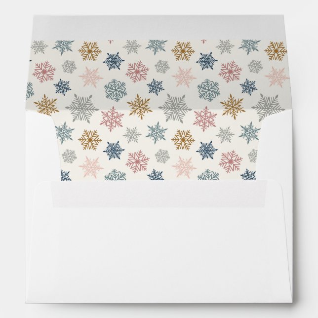 Enveloppe Winter botanical pattern - Christmas holly lined (Dos (Bas))