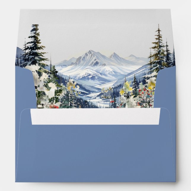 Enveloppe Winter Mountain Wedding Invitation (Dos (Bas))