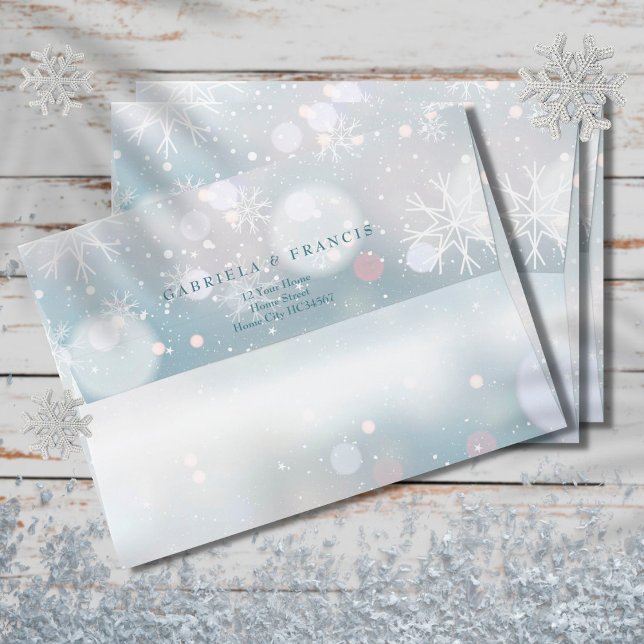 Enveloppe Winter Snowflakes Élégant Script Retourner l'adres (Créateur téléchargé)