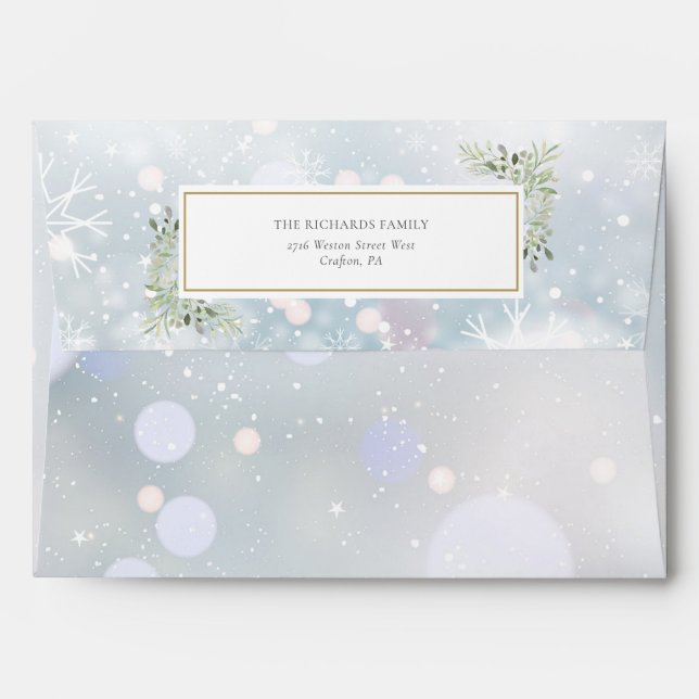 Enveloppe Winter Snowflakes Greenergie Feuilles Retour Adres (Dos (Haut rabat))