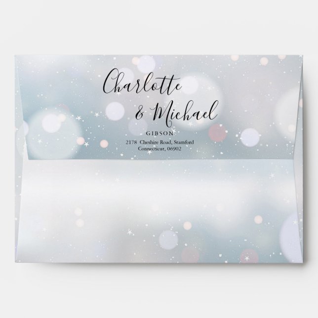 Enveloppe Winter Snowflics Signature Script Adresse de retou (Dos (Haut rabat))
