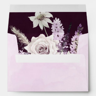 Enveloppe Wisteria Lavender White Roses Mariage chic