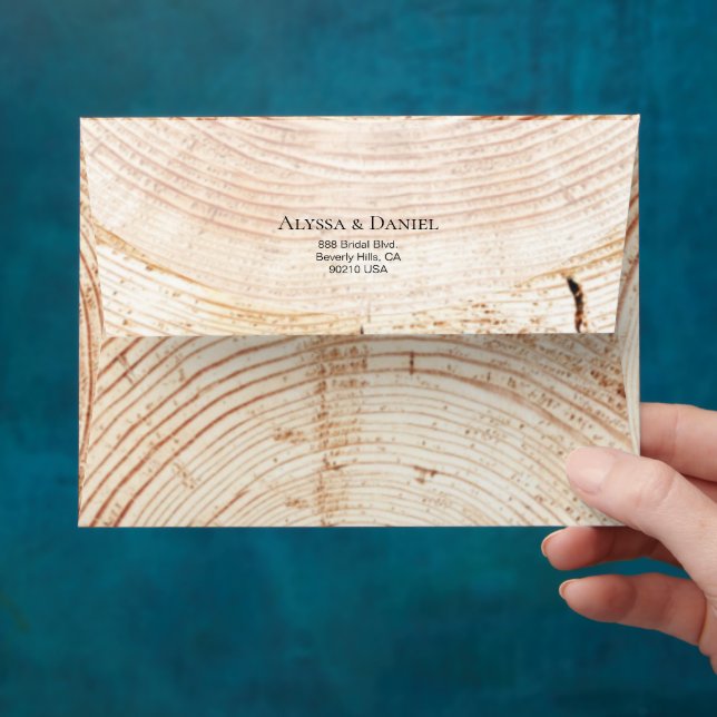 Enveloppe Wood grain tree ring Custom Unique address (Hand)