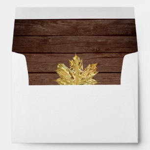 Enveloppe Wood Rustic Grange Gold Leaf Mariage Adresse de re