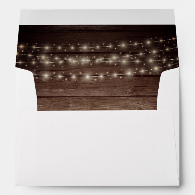 Enveloppe Wood Rustic Grange Lights Mariage Adresse de retou (Dos (Bas))