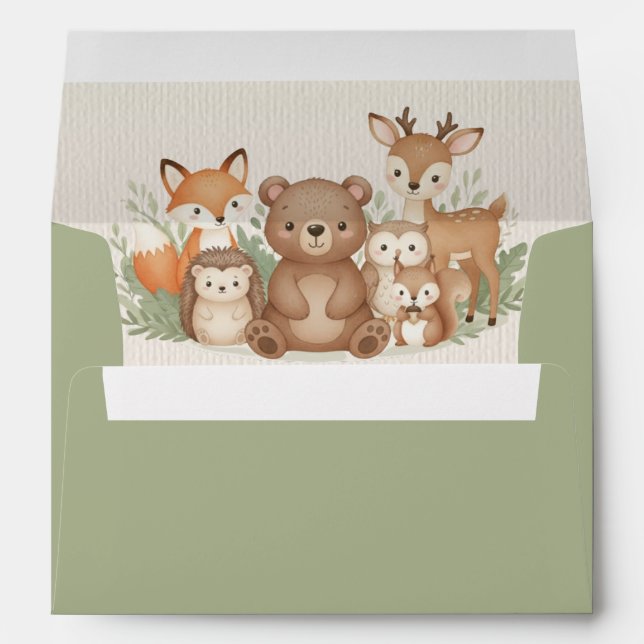 Enveloppe Woodland Animals Baby Shower Envelope (Dos (Bas))