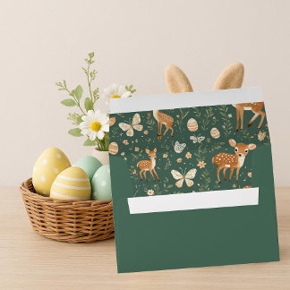 Enveloppe Woodland Animals Spring Forest Fawn Easter Green