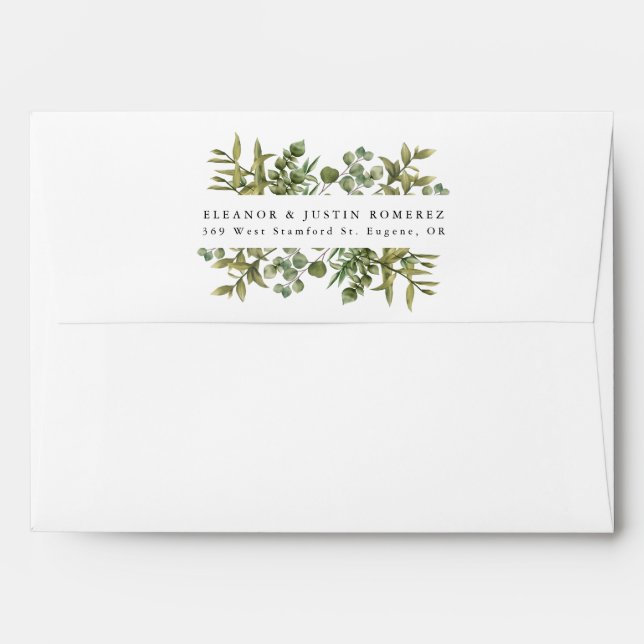 Enveloppe Woodland Eucalyptus Greenery Adresse de retour (Dos (Haut rabat))