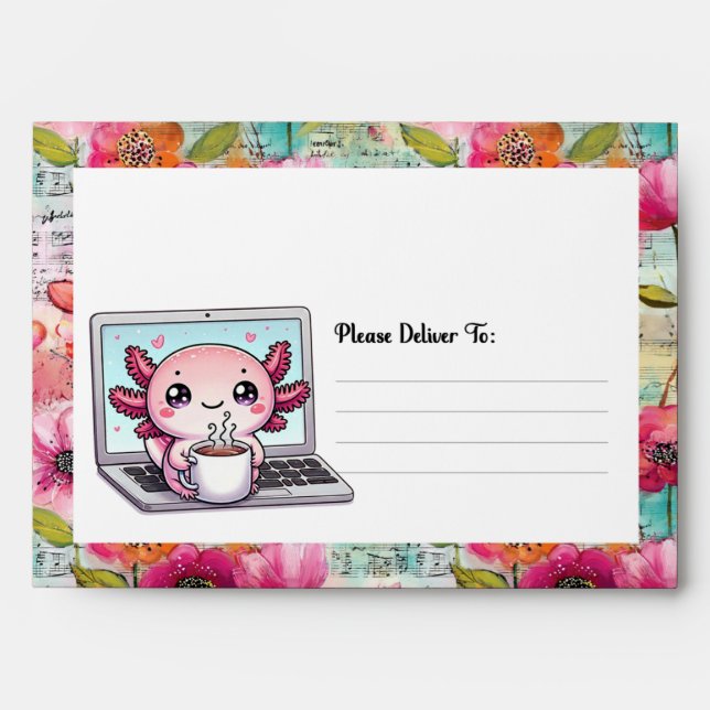 Enveloppe Work From Home Coffee Break Axolotl Mail R (Devant)