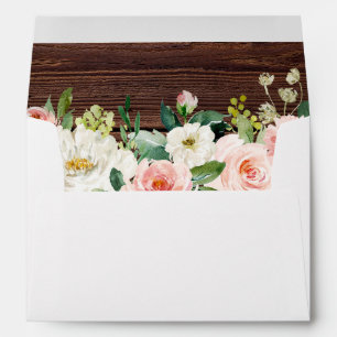 Enveloppe Wreath Florale en bois rustique Adresse préimprimé