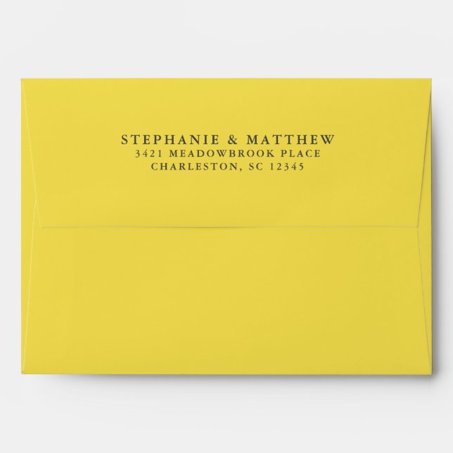 Enveloppe Yellow White Mariage Elegant Moderne Adresse de re (Dos (Haut rabat))