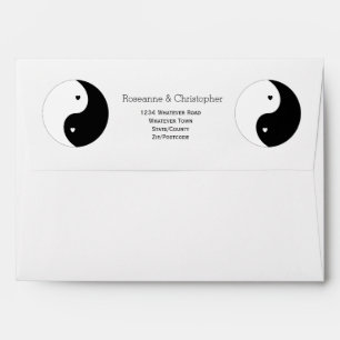 Enveloppe Yin Yang Mariage Design Coeurs Noir Et Blanc