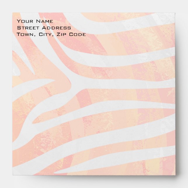 Enveloppe Zebra Monogram orange et blanc (Devant)