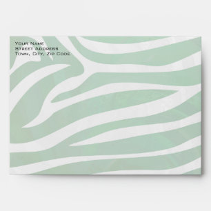 Enveloppe Zebra Monogramme Vert et Blanc Impression