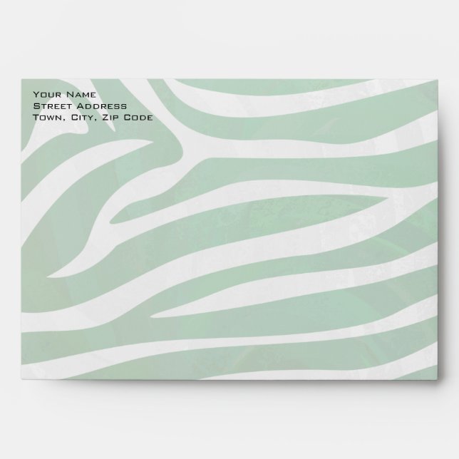 Enveloppe Zebra Monogramme Vert et Blanc Impression (Devant)