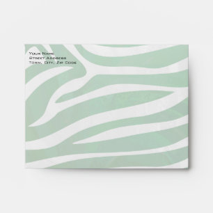 Enveloppe Zebra Monogramme Vert et Blanc Impression