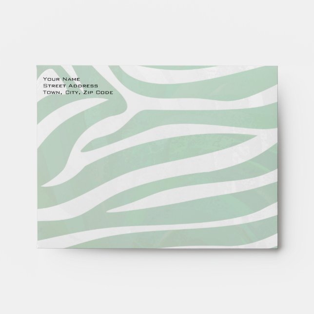 Enveloppe Zebra Monogramme Vert et Blanc Impression (Devant)