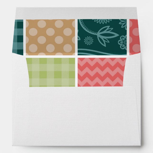Enveloppe Zigzag, Chevron, En vichy, Pois, Patchwork (Dos (Bas))