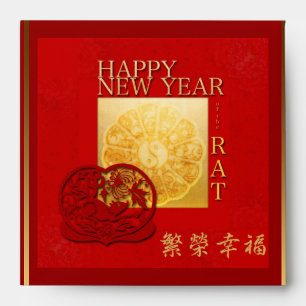 Enveloppe Zodiac signe Yin Yang Chinese Rat Year S Red E