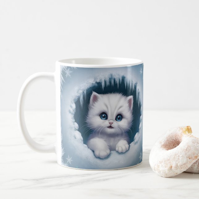 Enveloppement 3D Kitten Mug Fun - Coupes de café (Avec donut)