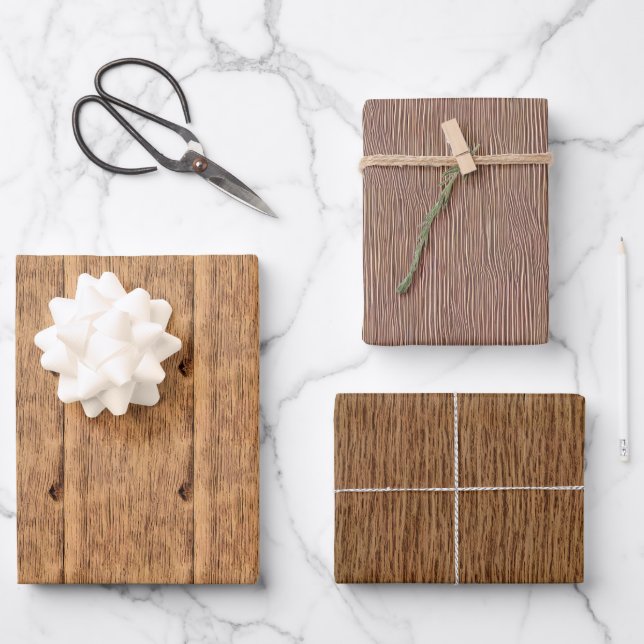 Enveloppement cadeau en bois rustique - Papier à e (Recto)