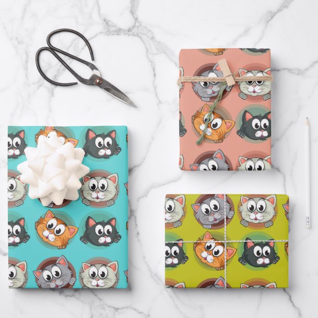 Enveloppement de chats amusant ensemble de papier  (Recto)