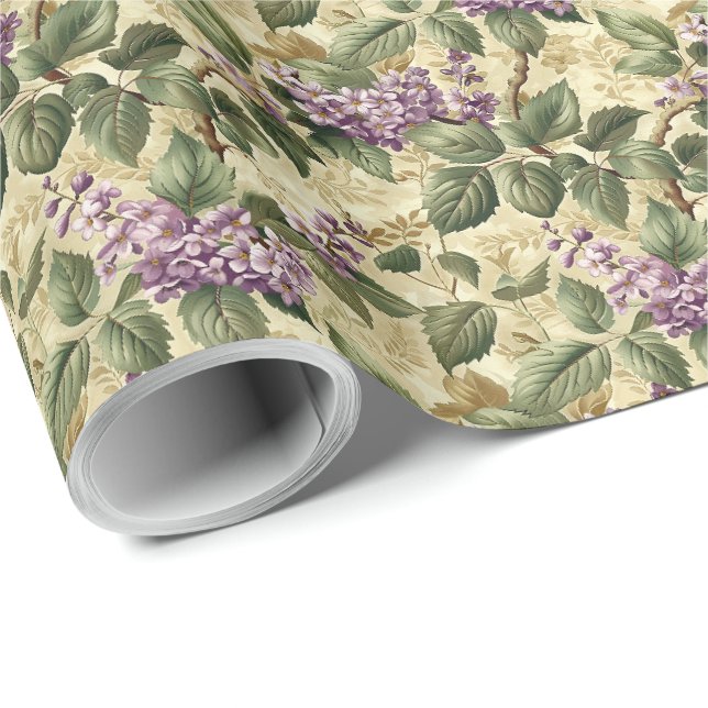 Enveloppement de papier cadeau de Lilac Floral vio (Coin rond)