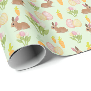 Enveloppement de papier cadeau lapin de Pâques ver