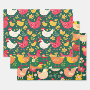 Enveloppement de poulet ensemble papier cadeau san