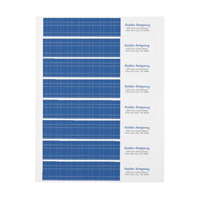 Envelopper bleu plaid autour du Étiquette (Feuille)