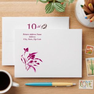 Enveloppes 10e anniversaire Mariage Elégant floral Custom