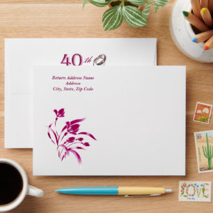 Enveloppes 40e anniversaire de Mariage Elégant Floral Custom