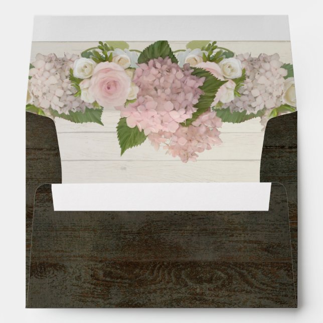 Enveloppes 5x7 A2 Pays rustique Bois foncé Hydrangée Florale (Dos (Bas))