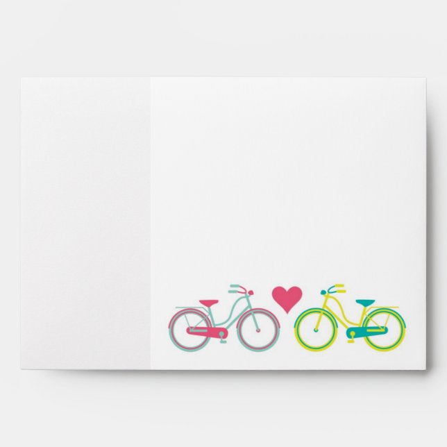 Enveloppes 5x7 Vélos D'Amour À L'Extérieur Turquoise À L'Inté (Devant)