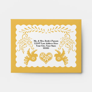 Enveloppes A2 Carte RSVP Papier Picado Mariage Fiesta Jaune