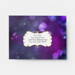 Enveloppes A2 RSVP Blue Purple Color Bokeh Gold Parties scint