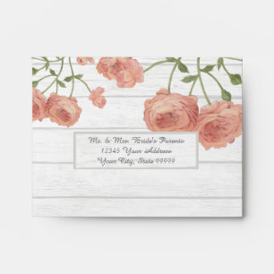 Enveloppes A2 RSVP Retour Bois Joli Floral Blush Mint Rose