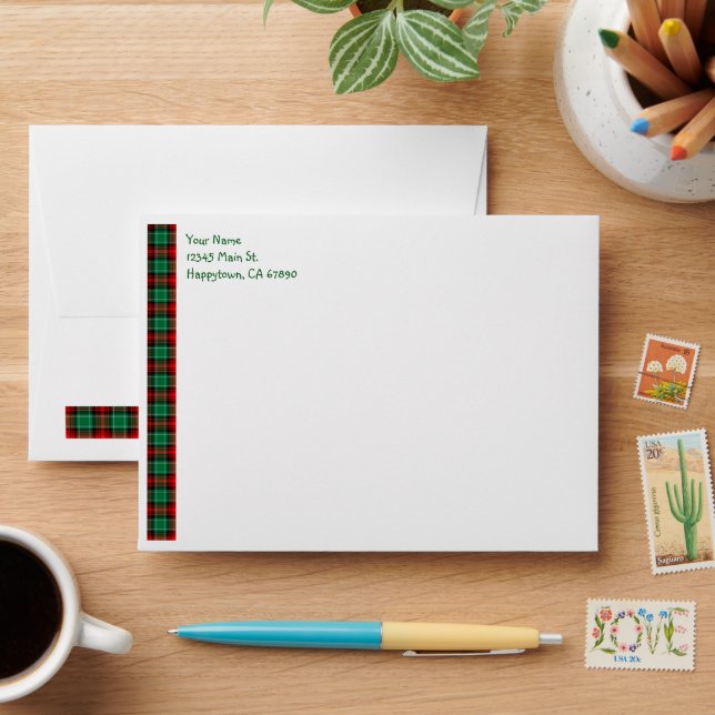 Enveloppes A6 personnalisées Rouge Vert Noël (Desk)